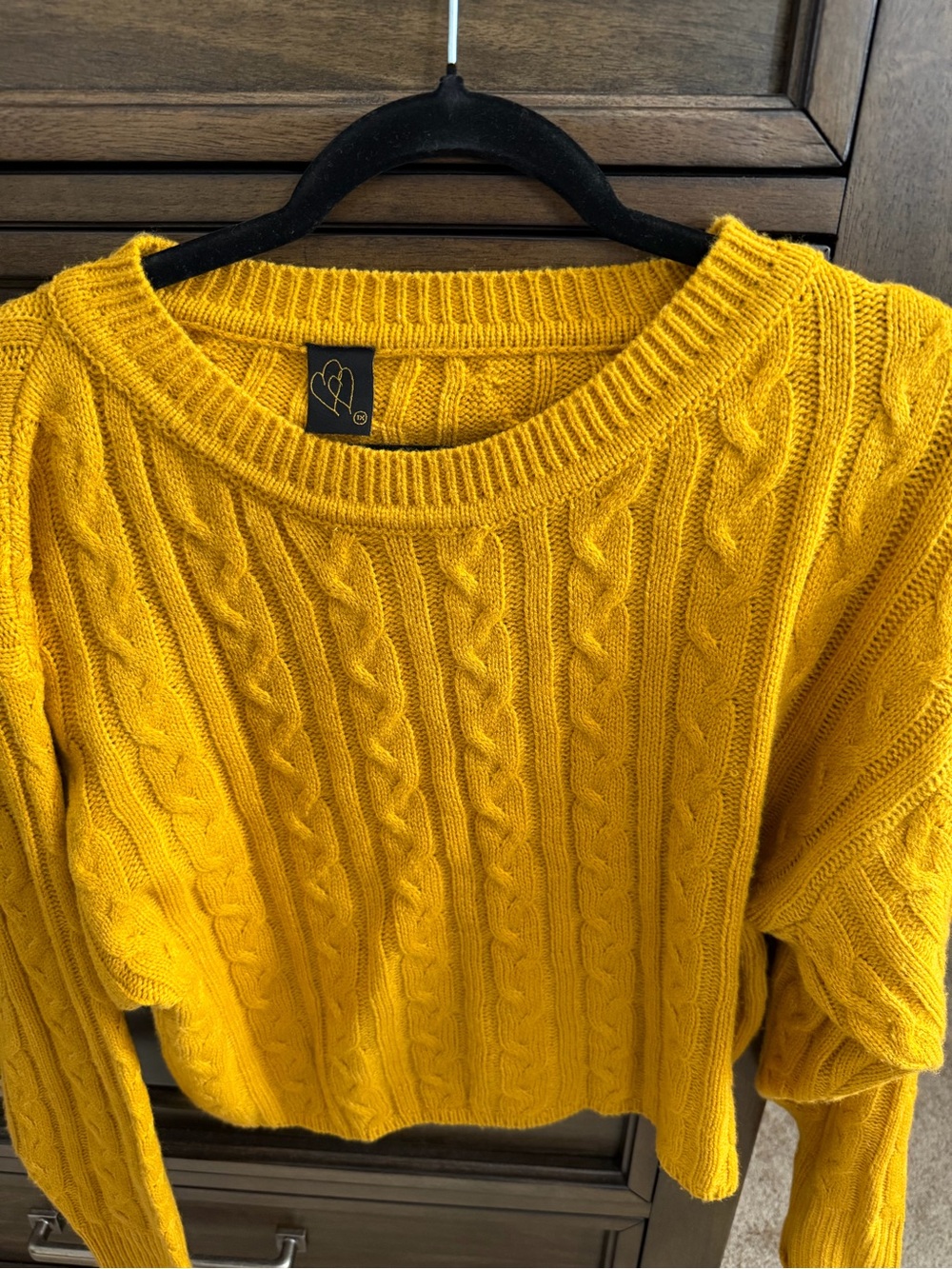 Mustard Cable Knit Sweater - Women